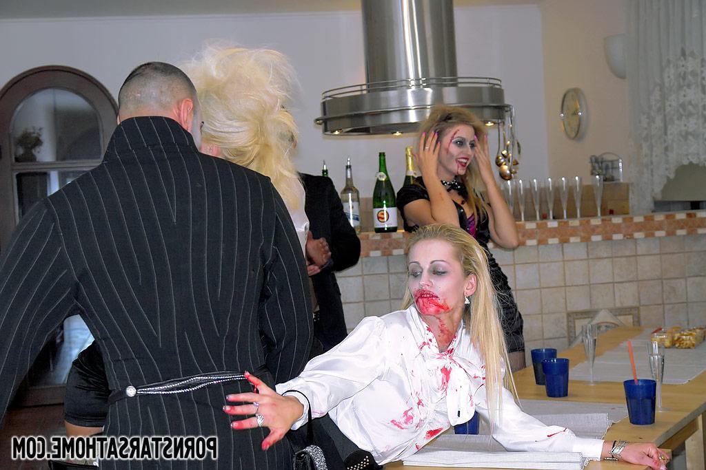 16P Jizz starving pornstars enjoy a wild sex orgy at the Halloween cosplay party