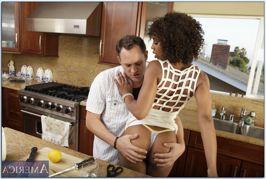 16P Black hottie Misty Stone takes a huge dick in her shaved pussy