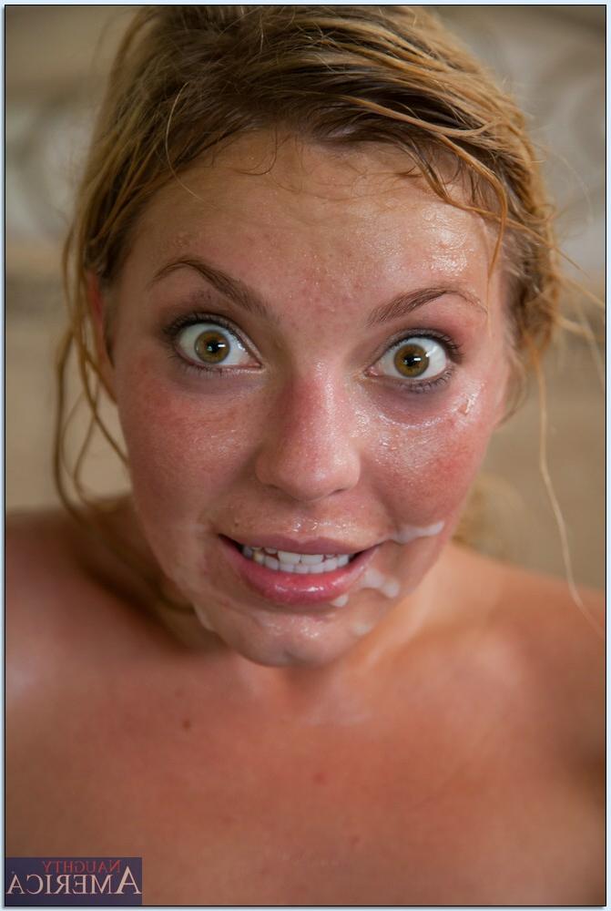 16P Nasty blonde with tiny tits Ally Kay gets a messy facial after fucking