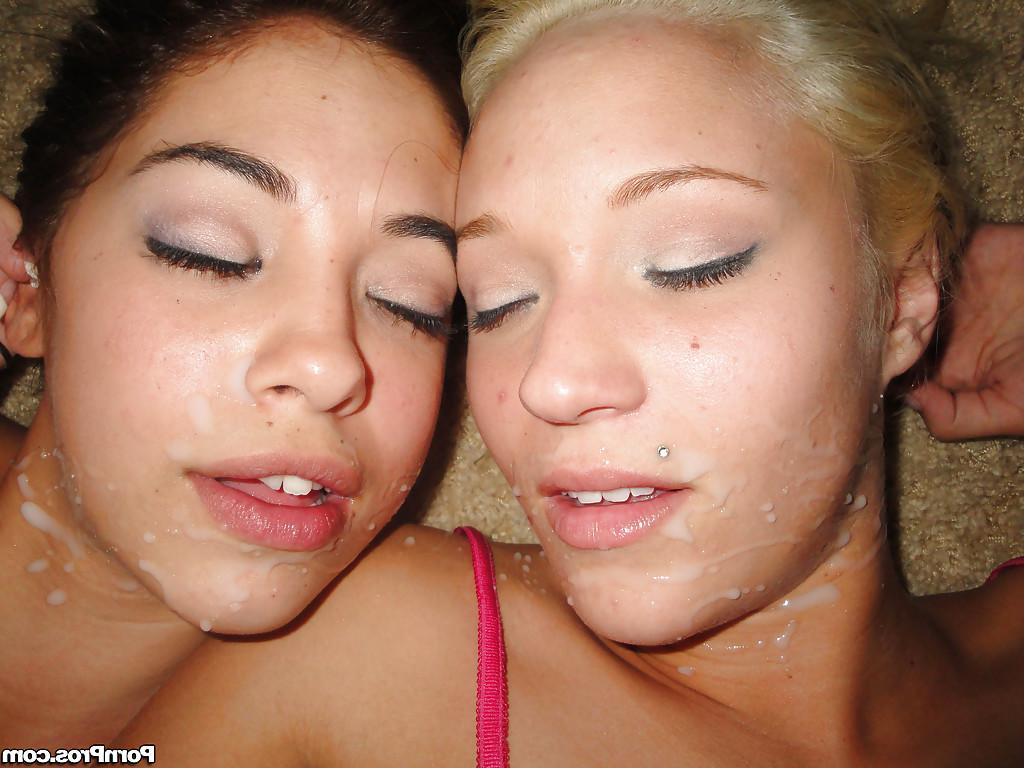 16P Teen best friends Teagan & Gigi sharing cock during threesome sex on bed
