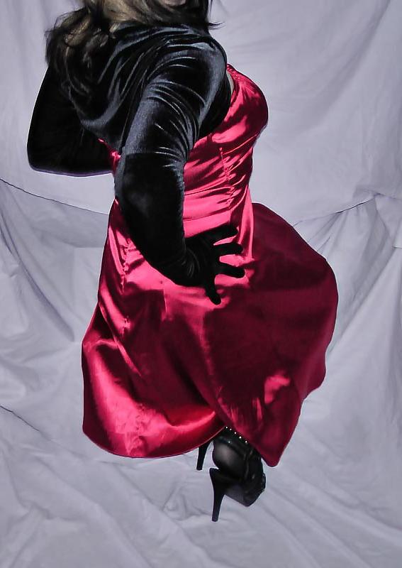 25P CD Dressing up in satin dress and nylons