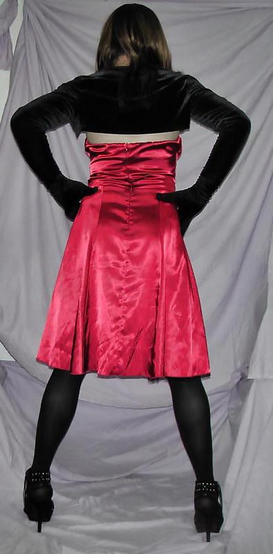 25P CD Dressing up in satin dress and nylons