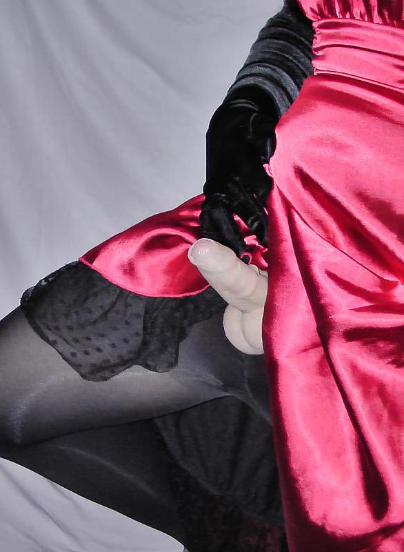 25P CD Dressing up in satin dress and nylons