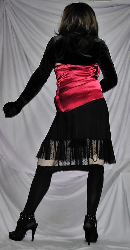 25P CD Dressing up in satin dress and nylons