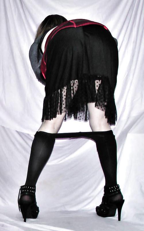 25P CD Dressing up in satin dress and nylons