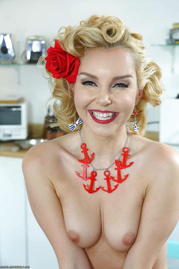 16P Blonde housewife Aaliyah Love flashing upskirt panties in kitchen