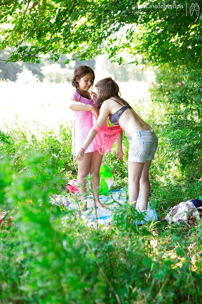 16P Lesbians Blanca and Maylin dress naked young bodies after sex act ends