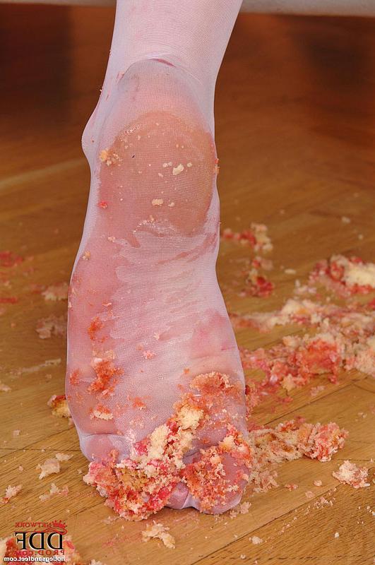 16P Playful Kristine Crystalis in stockings gives a hardcore footjob