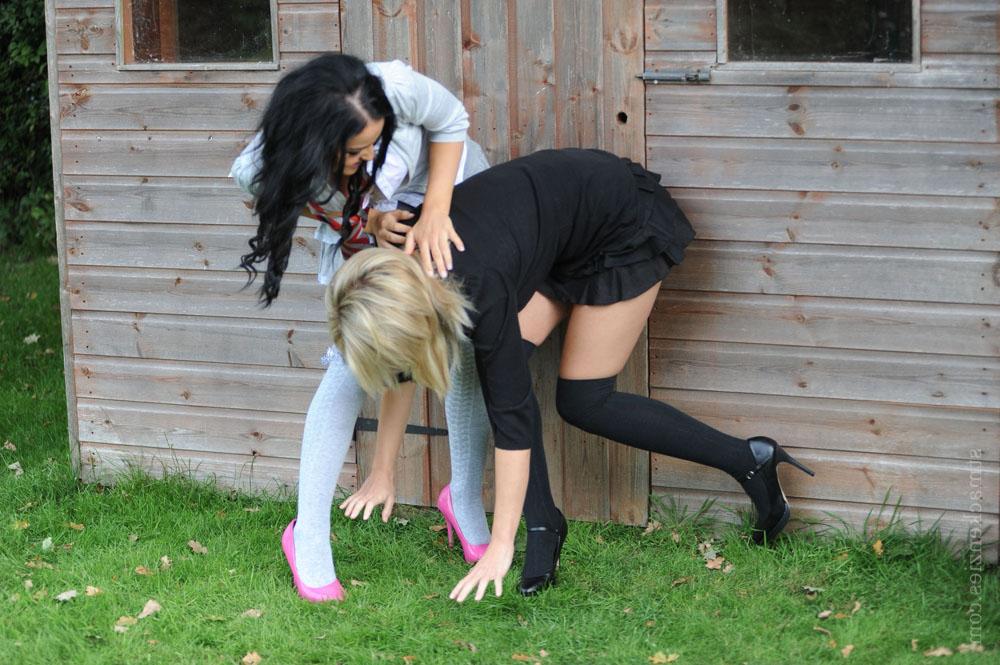 15P Mean girls in heels Amy Green &amp; Kayleigh Williams tear off lingerie