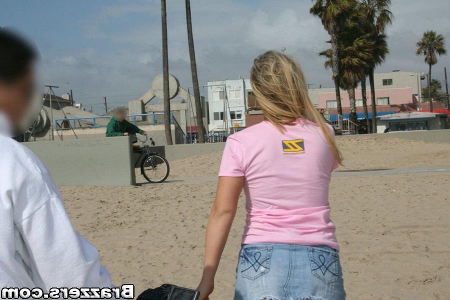 16P Busty babe Brooke Scott walking around showing her ass to strangers