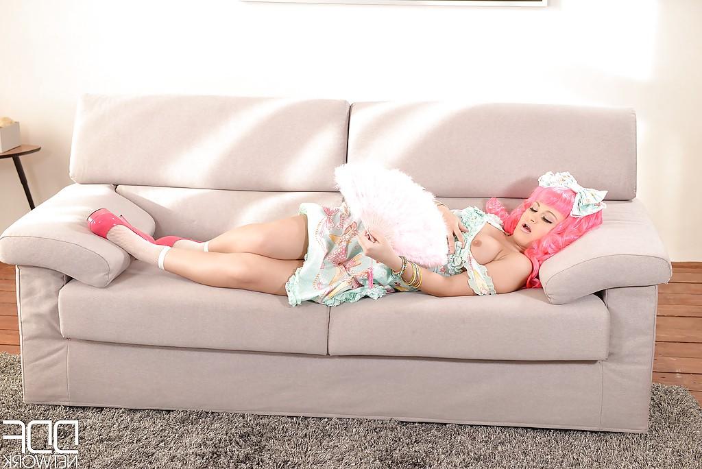 16P Euro babe Silvia Burton spreads bald teen pussy in cosplay outfit and socks