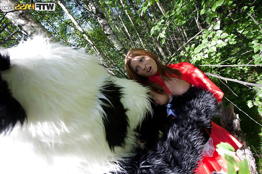 16P Pretty teen with big tits has a hardcore sex with panda toy outdoor