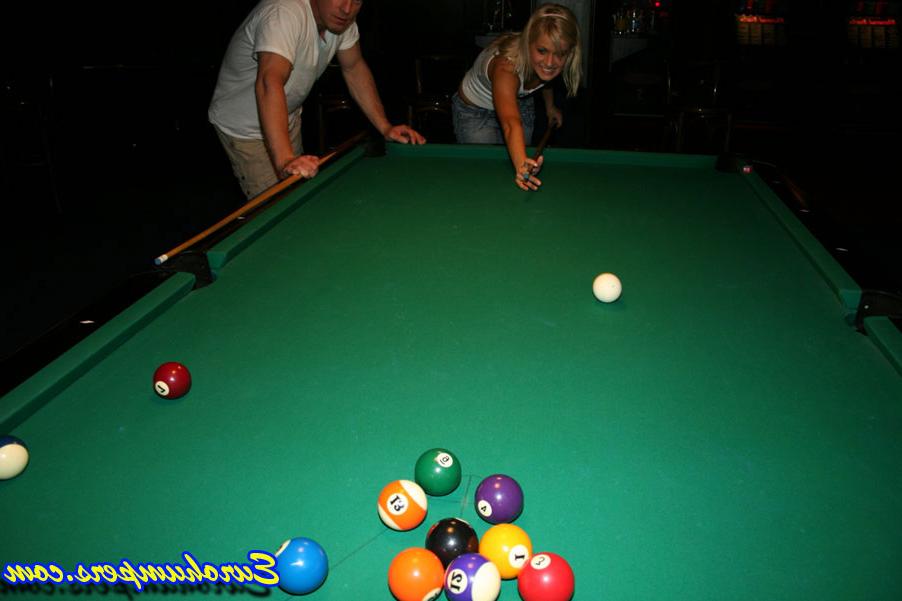 16P European babe Sarah fucking in her tight cunt after playing pool