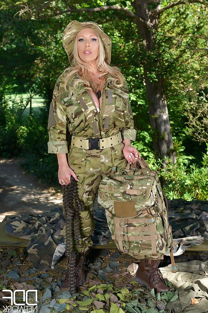 16P Chesty blonde Delzangel flaunts massive hooters in the forest