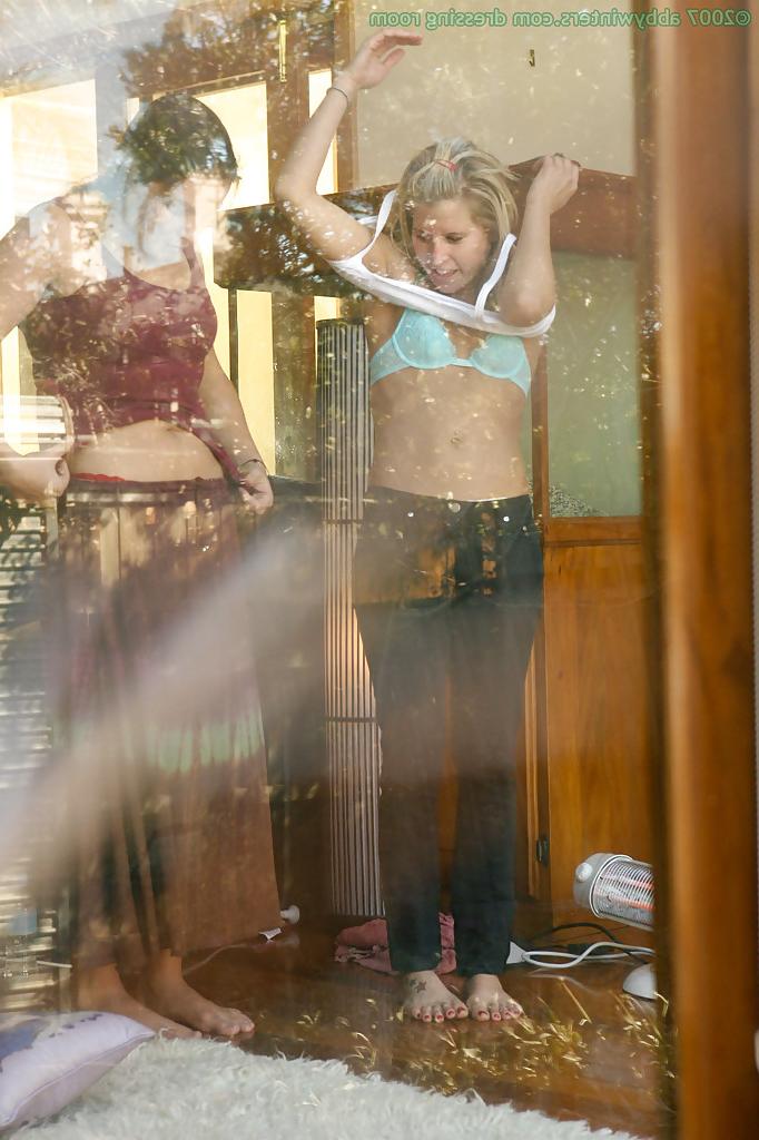 16P A Peeping Tom stands outside bedroom window while two girls get dressed