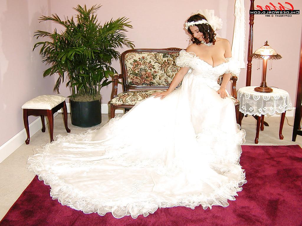 16P French MILF Chloe Vevrier freeing massive tits from wedding dress