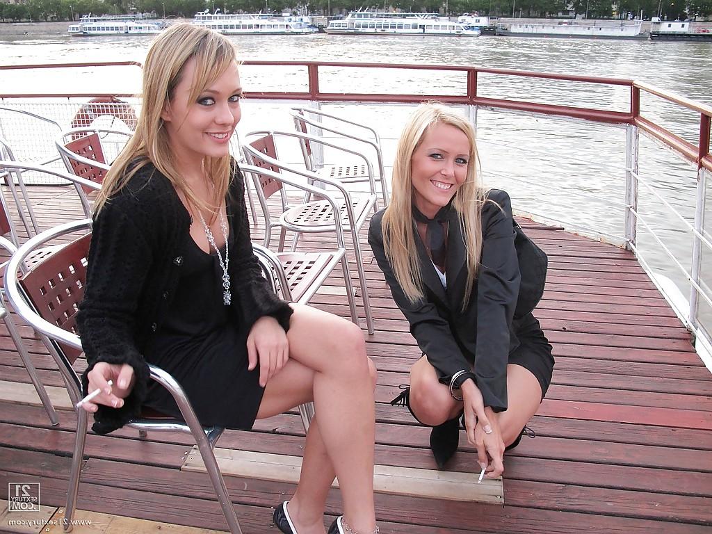 16P Pornstar Sophie Moone poses outdoor with her sexy girlfriend