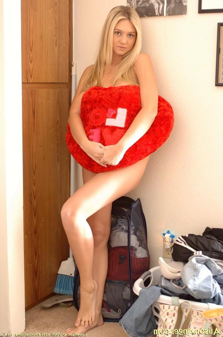 20P Pictures of teen hottie Alison Angel getting naked in the bedroom