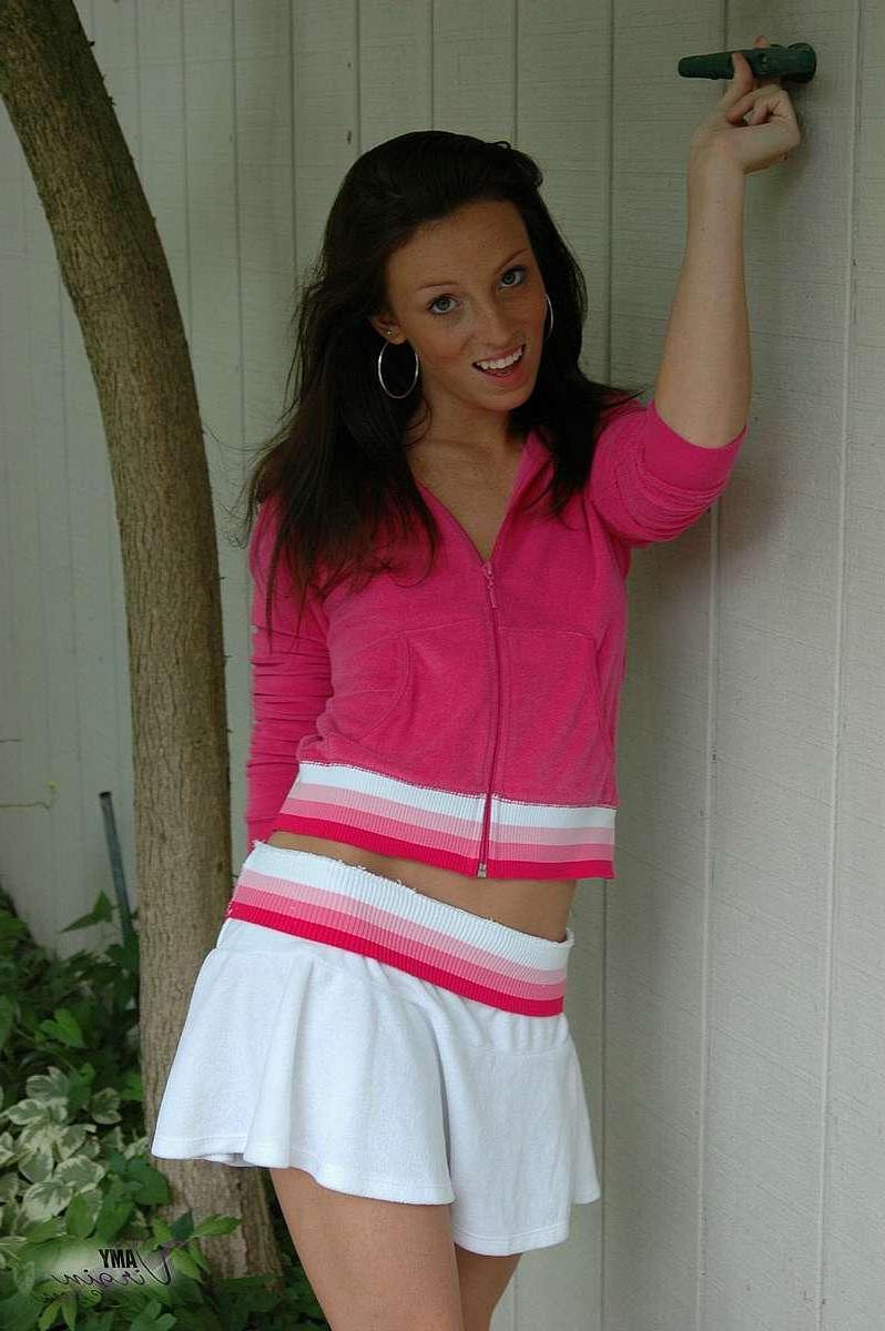 19P Pictures of teen Amy Virgin showing you her panties upskirt
