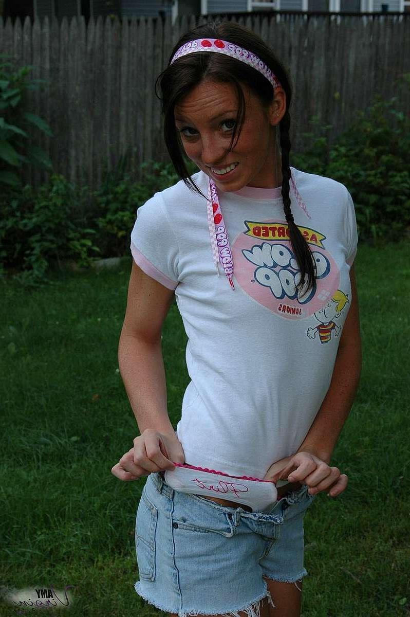 20P Pictures of Amy Virgin showing you her amateur tits and panties
