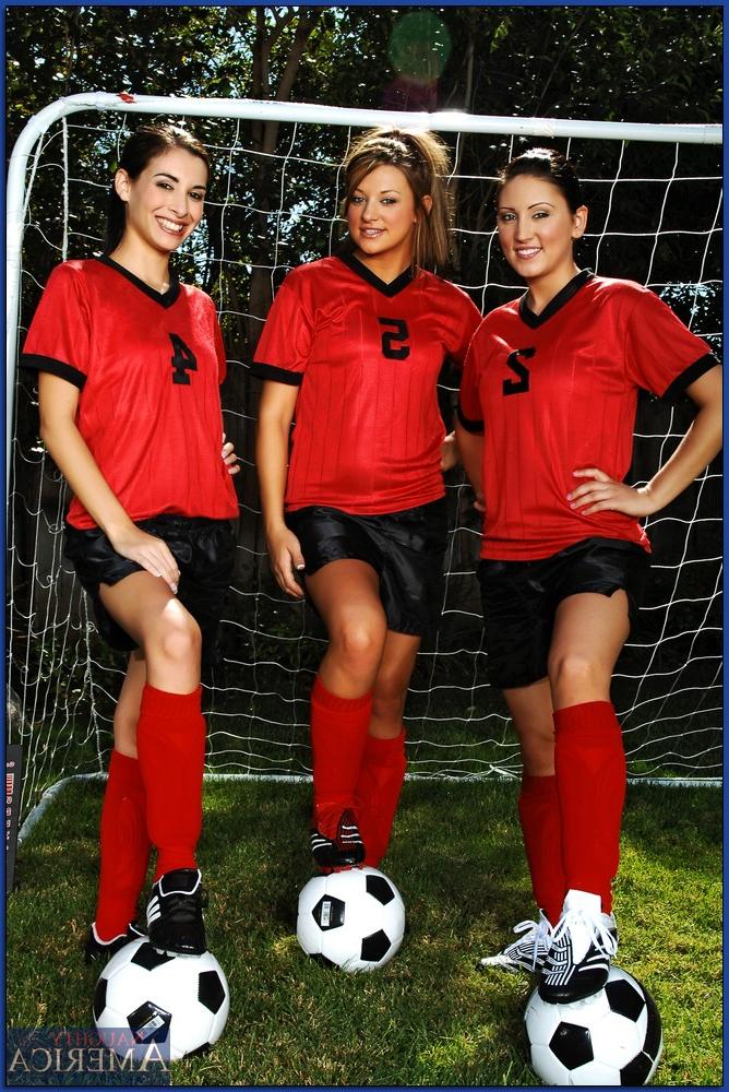 16P Three sexy babes from a soccer team showing their tight bodies outdoor