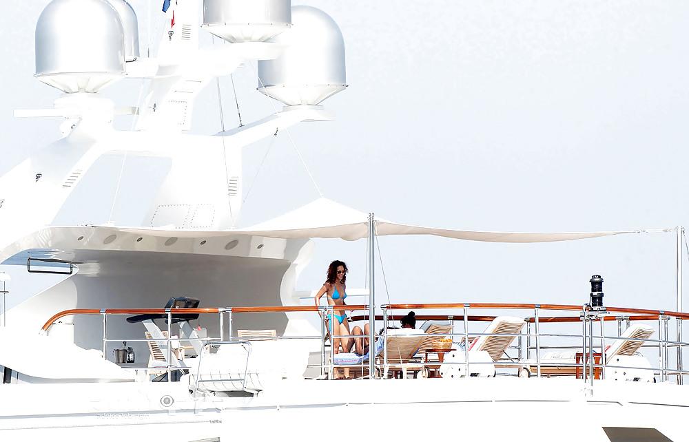 25P Rihanna - In BLUE BIKINI on yacht in St Tropez