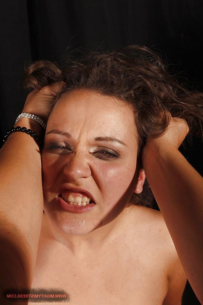 16P Submissive lesbian enjoys pussy torturing and strapon fucking action POV