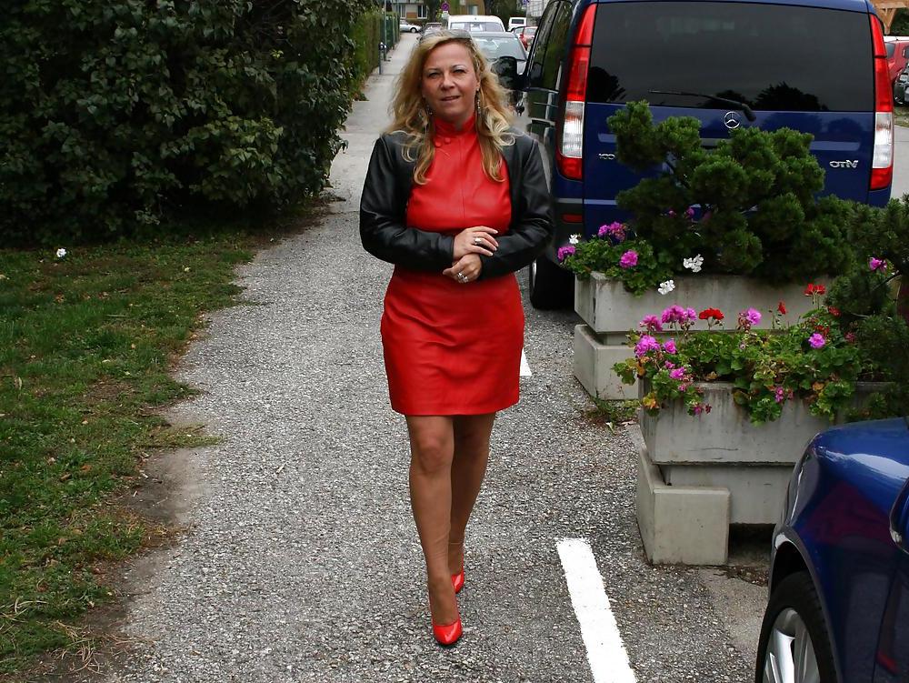 25P Red dress in stockings