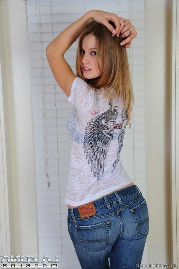 15P Aston slides off her tight jeans and shirt to reveal her tight naked body