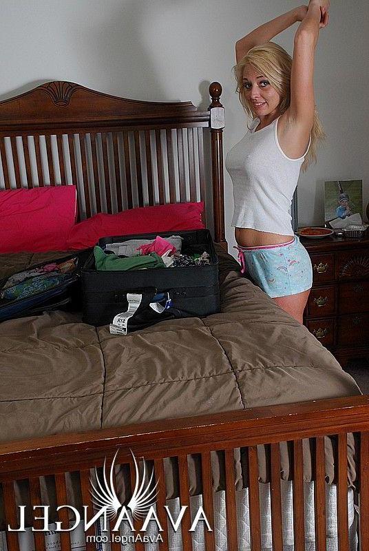 15P Pictures of teen hottie Ava Angel showing off in the bedroom