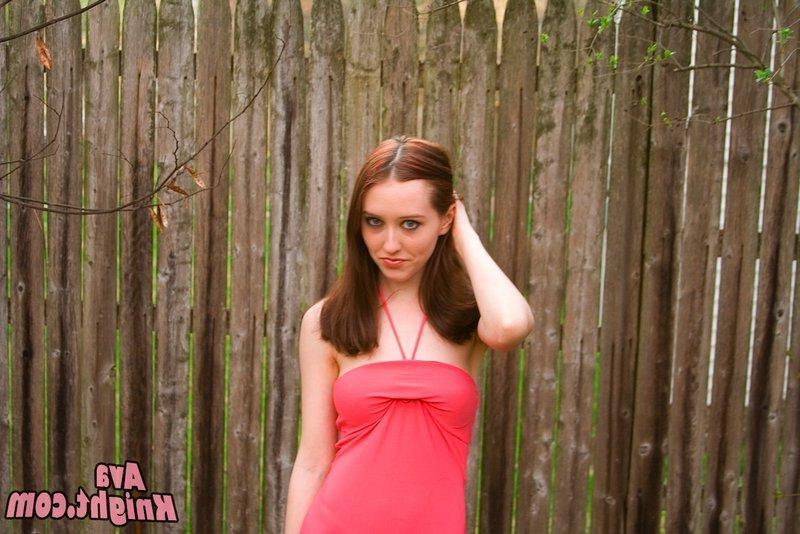 16P Pictures of Ava Knight teasing in a sexy pink dress