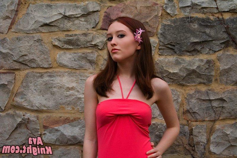16P Pictures of Ava Knight teasing in a sexy pink dress