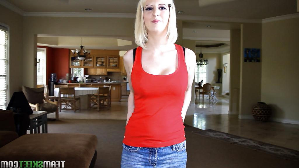 16P Blonde Emo girl Cherry Torn takes off her dress and sexy underwear