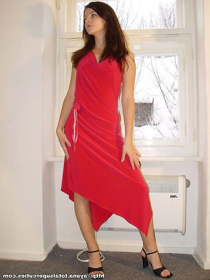 20P Pictures of teen cutie Ayana in a sexy red dress