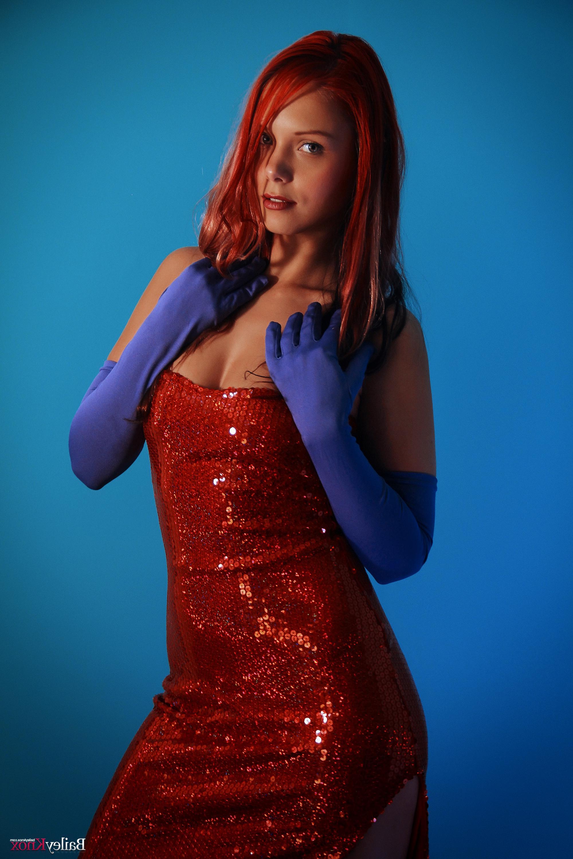 16P Bailey Knox gives some sexy cosplay as Jessica Rabbit