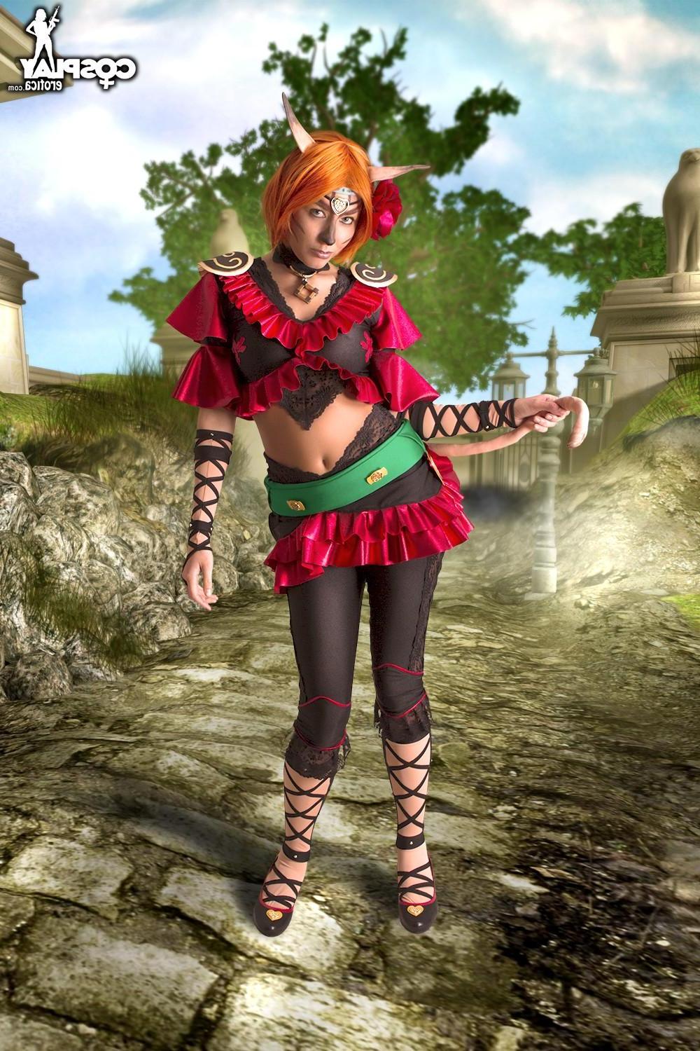 12P Hot cosplay girl Betsie strips and plays in her costume