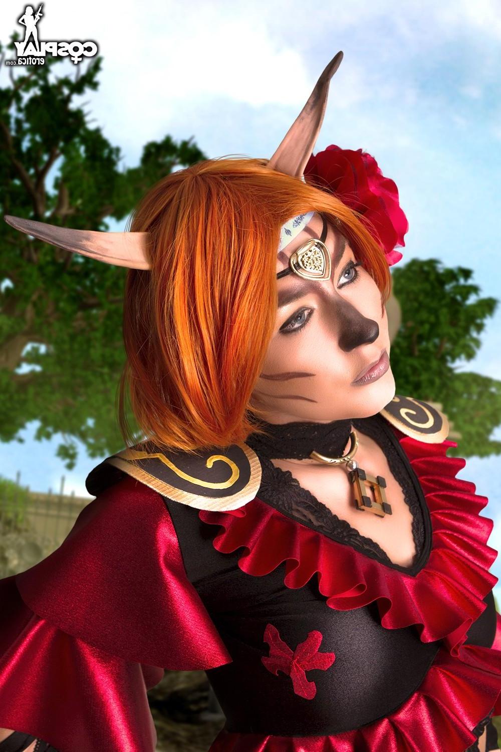 12P Hot cosplay girl Betsie strips and plays in her costume
