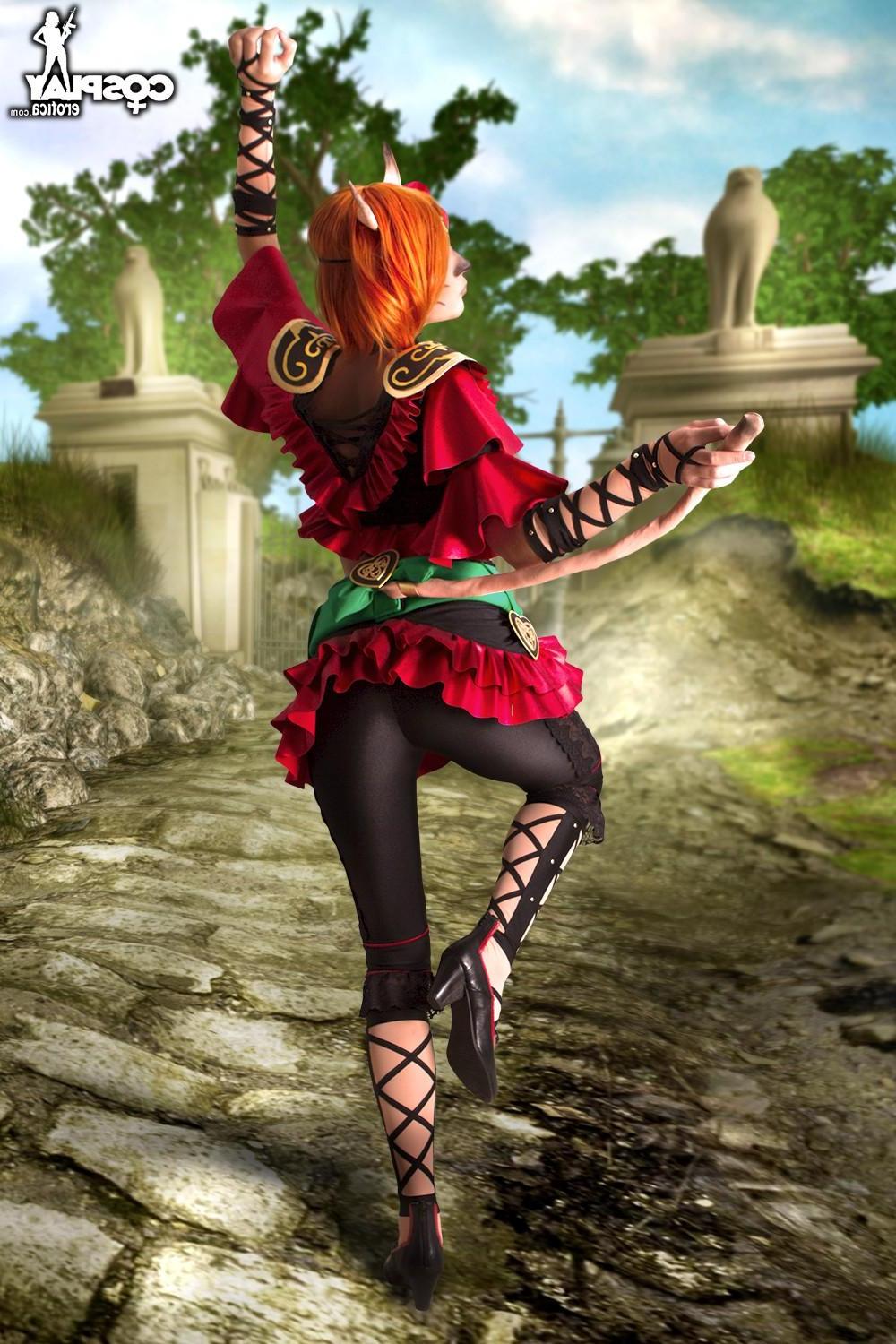 12P Hot cosplay girl Betsie strips and plays in her costume