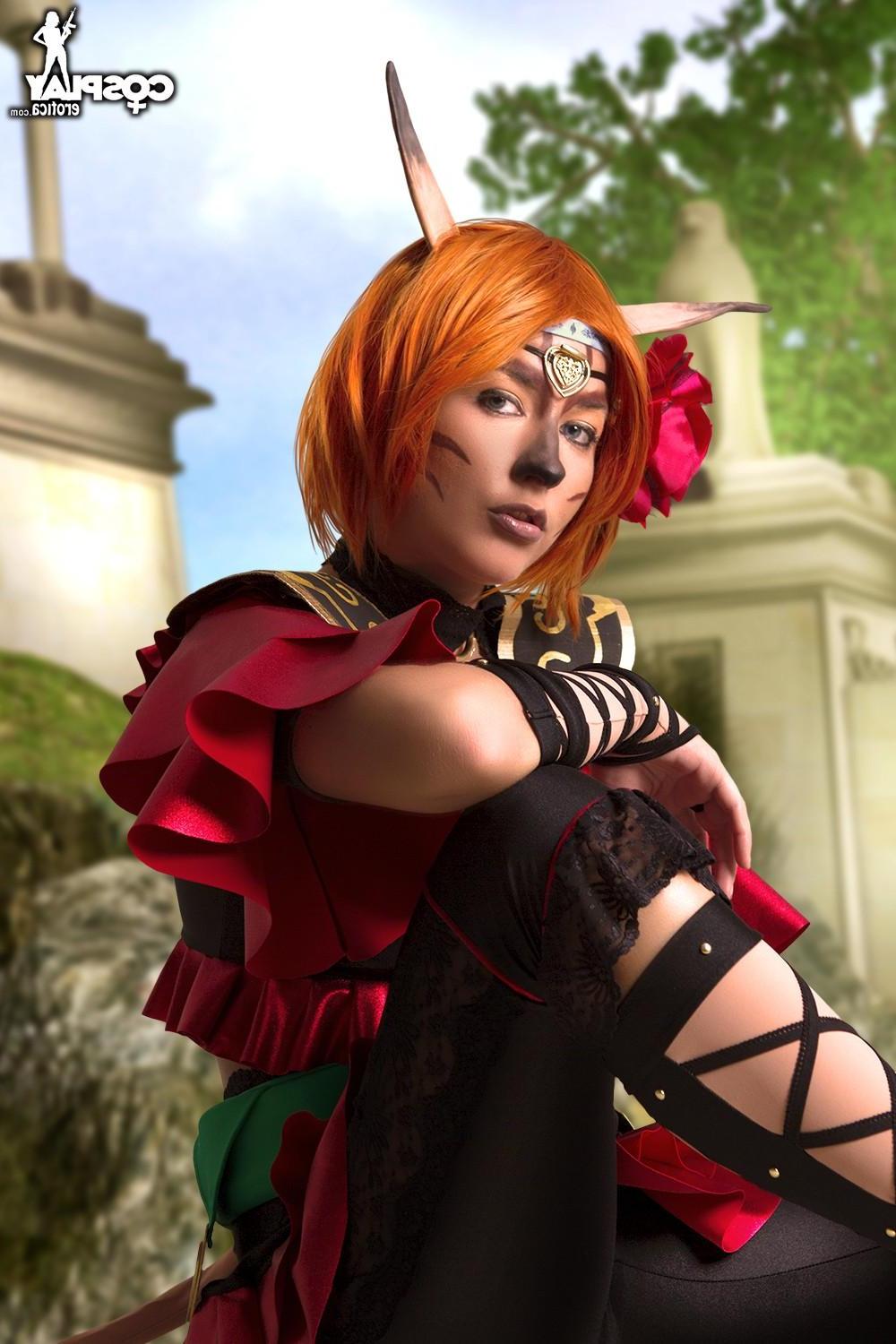 12P Hot cosplay girl Betsie strips and plays in her costume