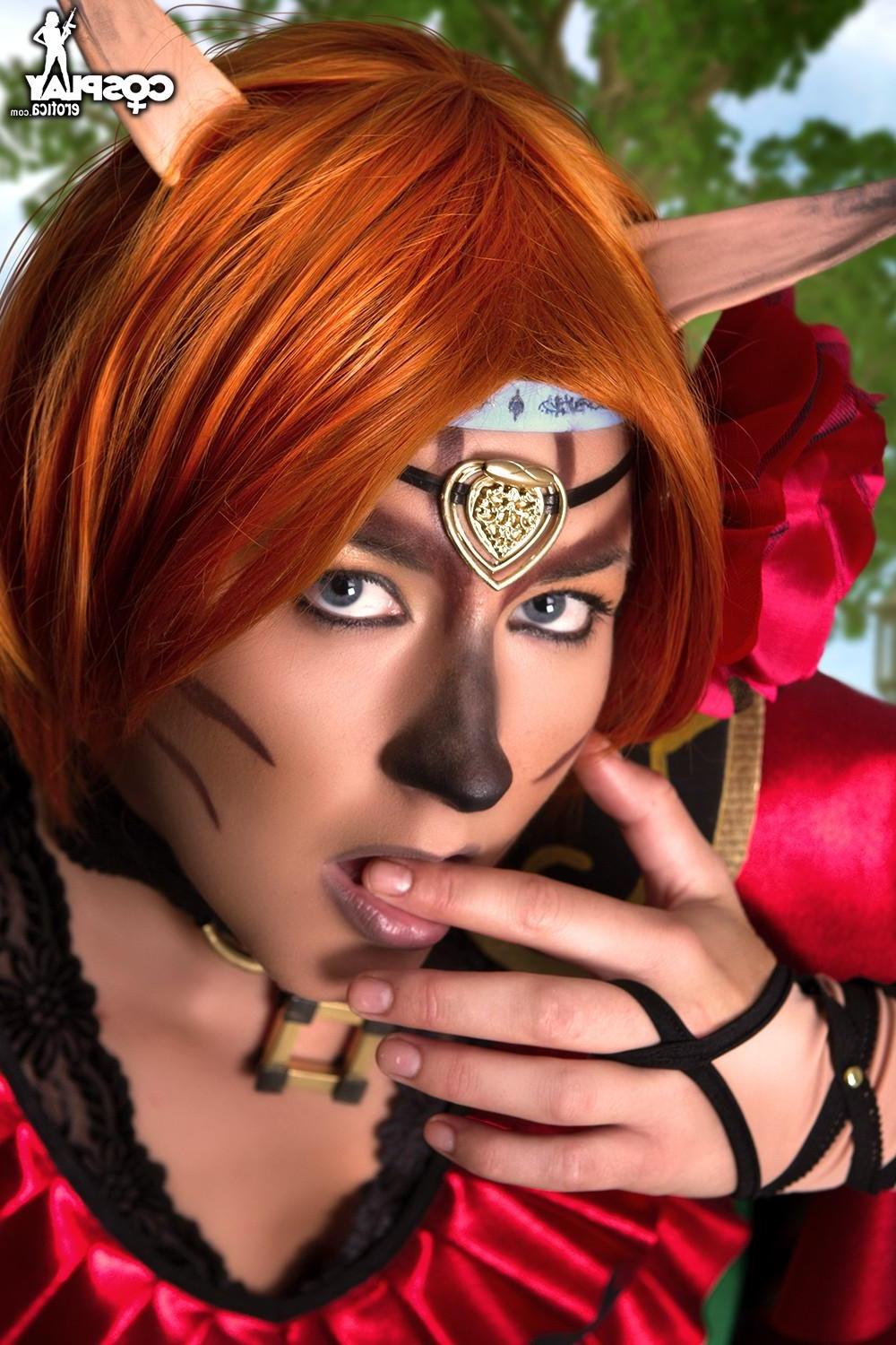 12P Hot cosplay girl Betsie strips and plays in her costume