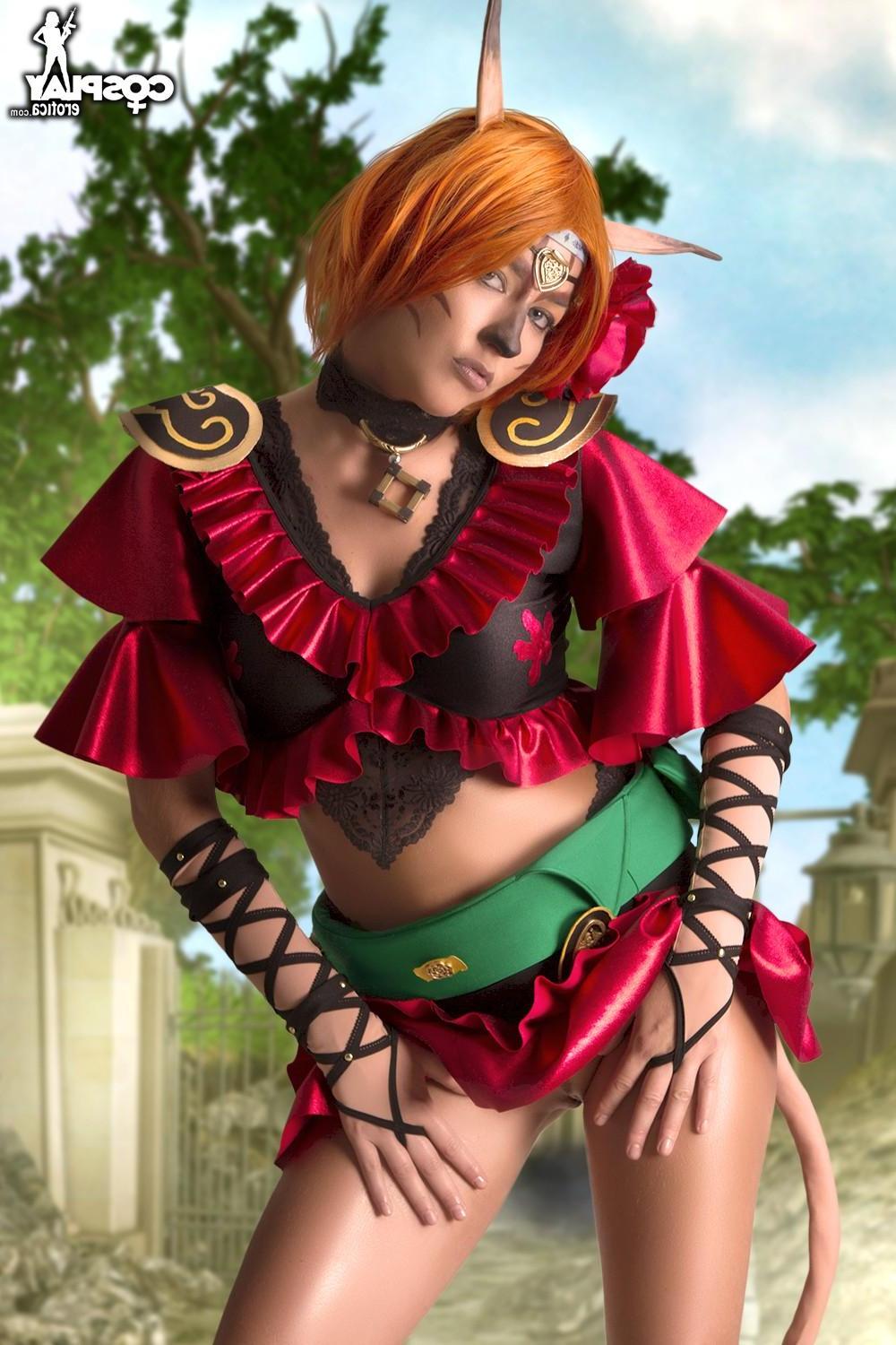 12P Hot cosplay girl Betsie strips and plays in her costume
