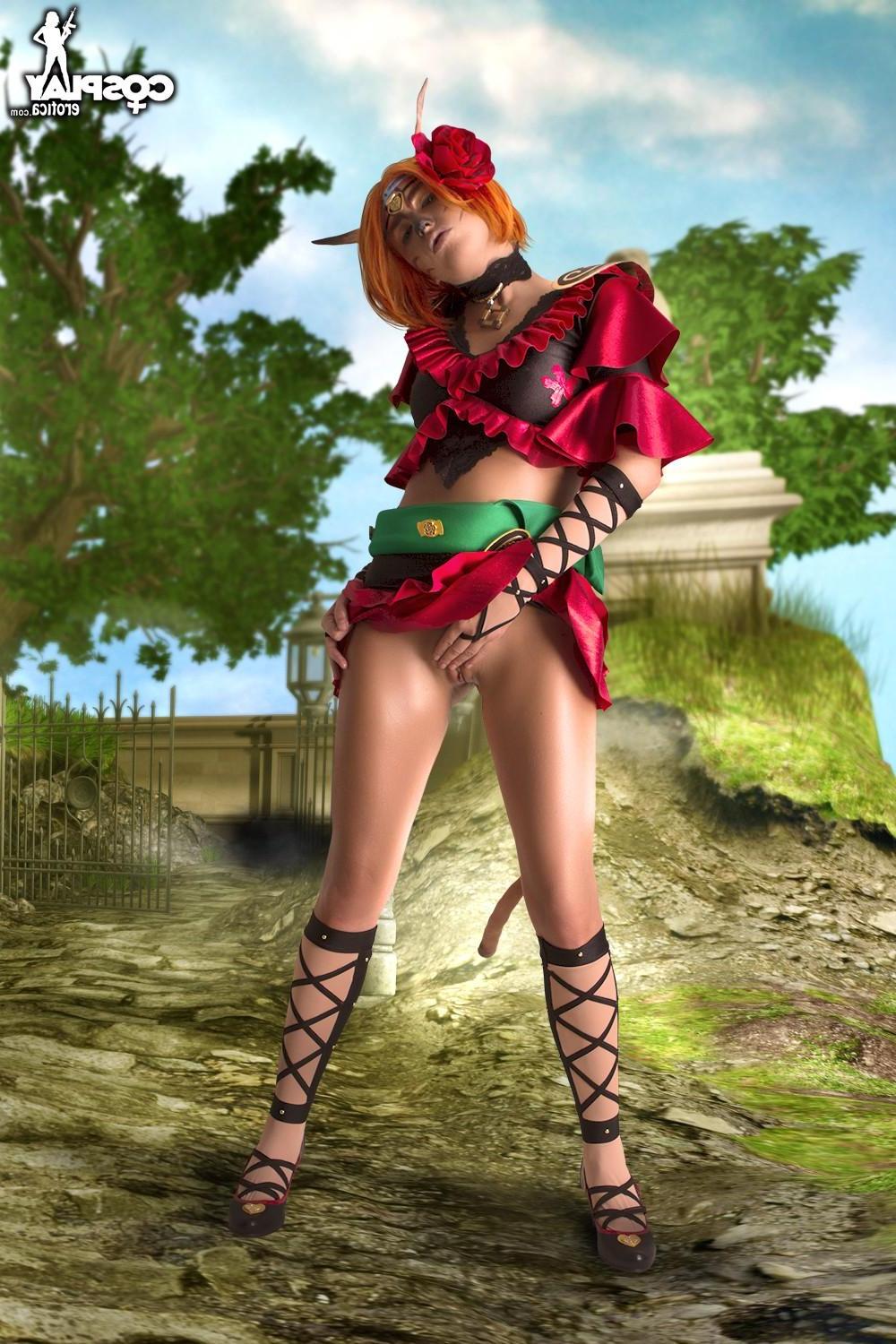 12P Hot cosplay girl Betsie strips and plays in her costume