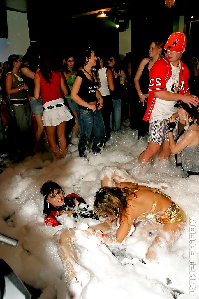 16P Slutty babes are into wild orgy at the hardcore foam sex party