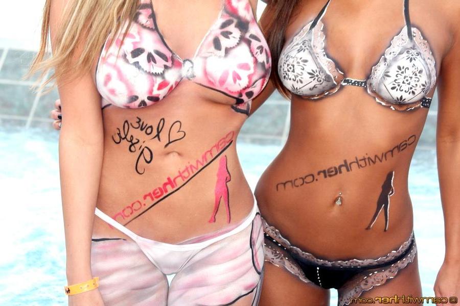 12P Sexy teens Brianna and Gisele tease in pomotional body paint
