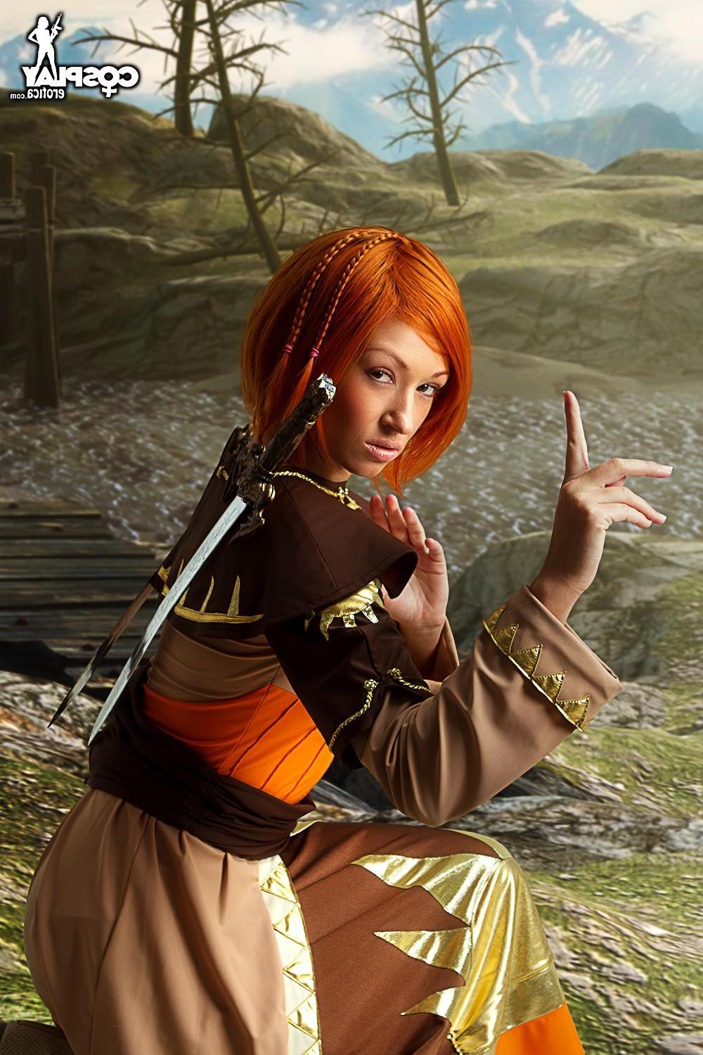 12P Redhead cosplayer Brownie dresses up as a fantasy character