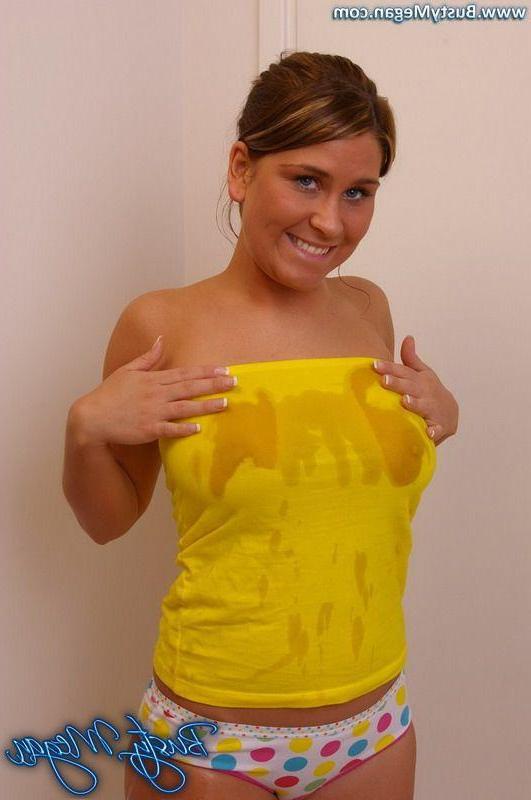 16P Pictures of teen hottie Busty Megan playing with her perfect boobs