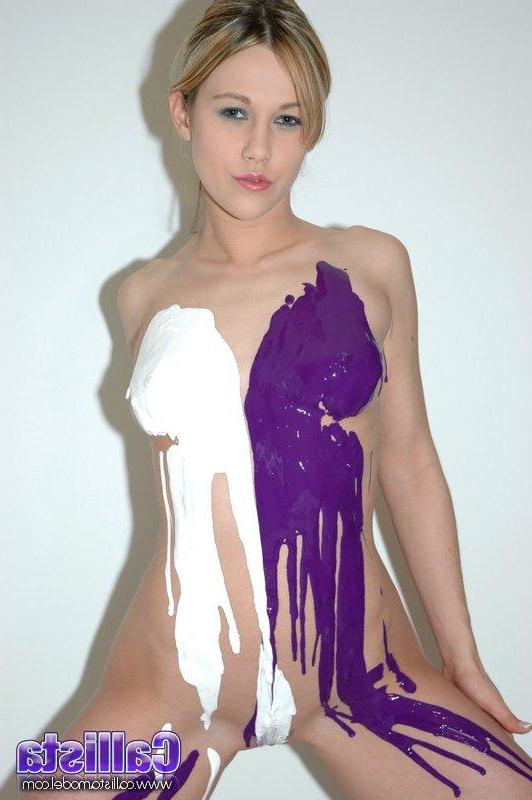 12P Pictures of Callista Model getting kinky with the body paint