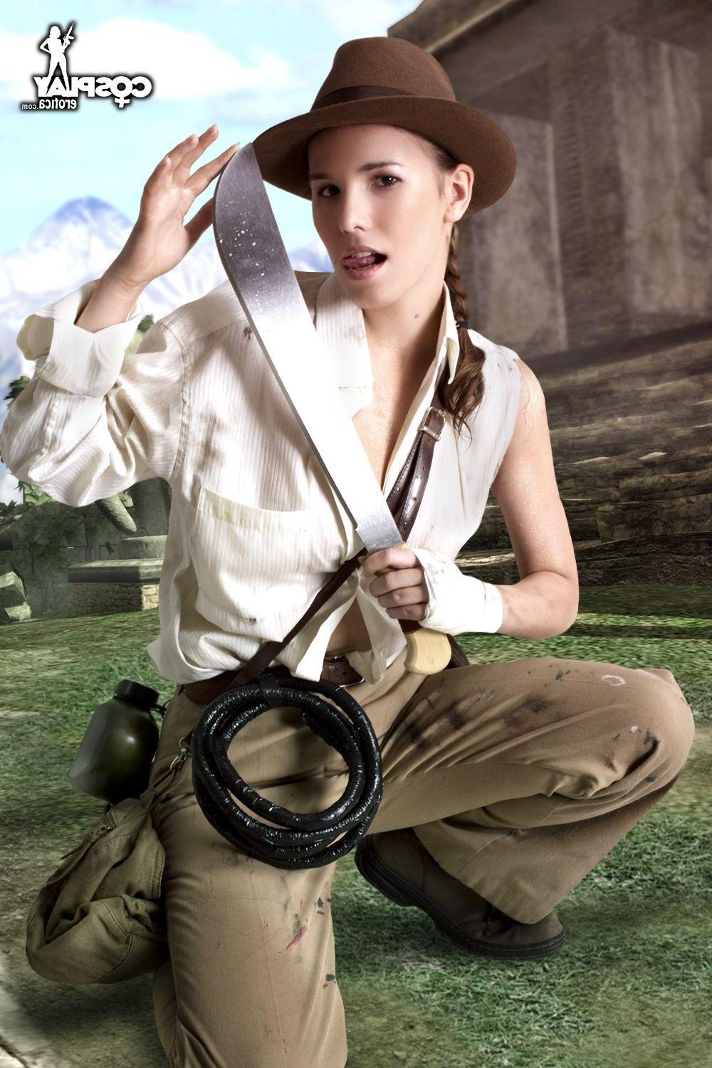 16P Cosplayer Cassie dresses up as a sexy female Indiana Jones