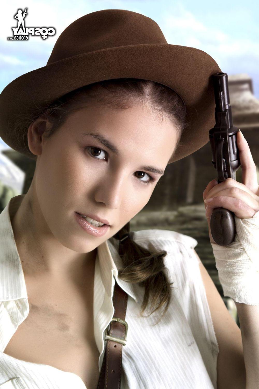 16P Cosplayer Cassie dresses up as a sexy female Indiana Jones