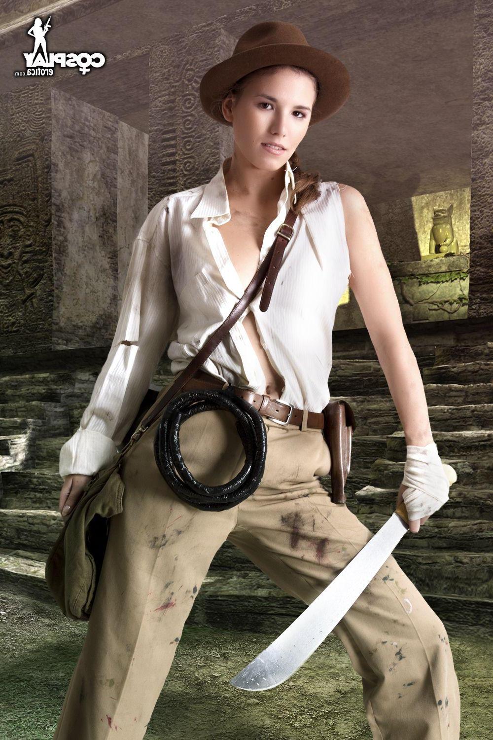 16P Cosplayer Cassie dresses up as a sexy female Indiana Jones